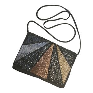 Sequins and beaded clutch crossbody.